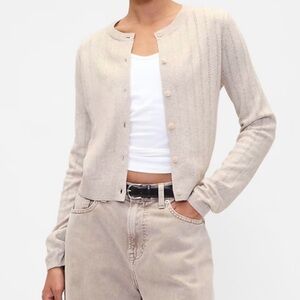 GAP CashSoft Pointelle Beige Cardigan | Size Small